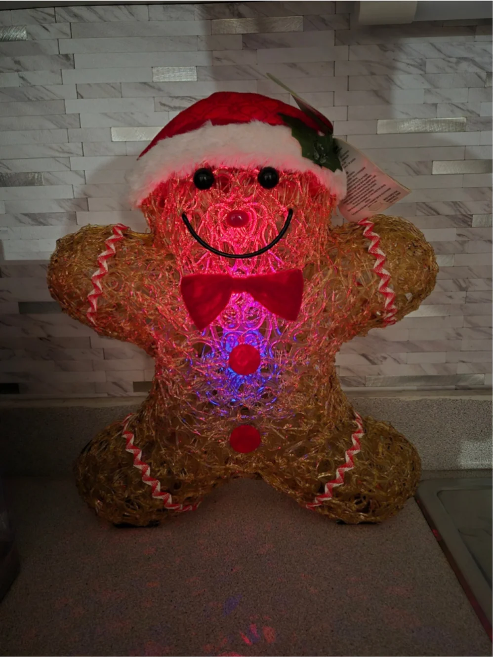 American Home Classics Light-Up Gingerbread Man Decor One Size Gold Red
